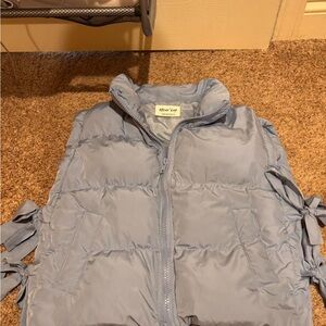 Light Blue Puffer Vest with Side Ties
